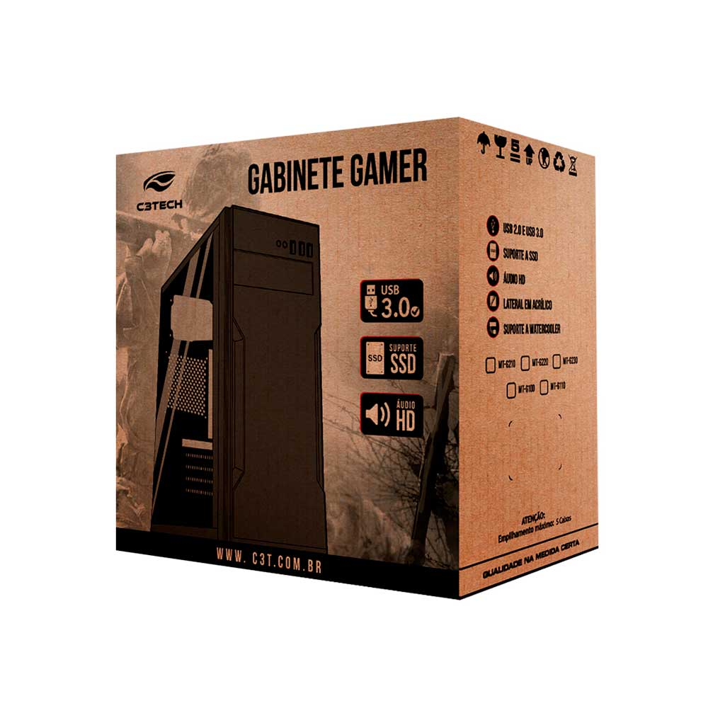 Imagem de GABINETE GAMER C3TECH MT-G110BK SEM FONTE PRETO