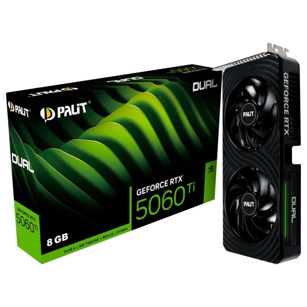 Imagem de PLACA DE VIDEO PALIT GEFORCE RTX 5060 TI DUAL 8GB GDDR7 128BITS NE7506T019P1-GB2062D