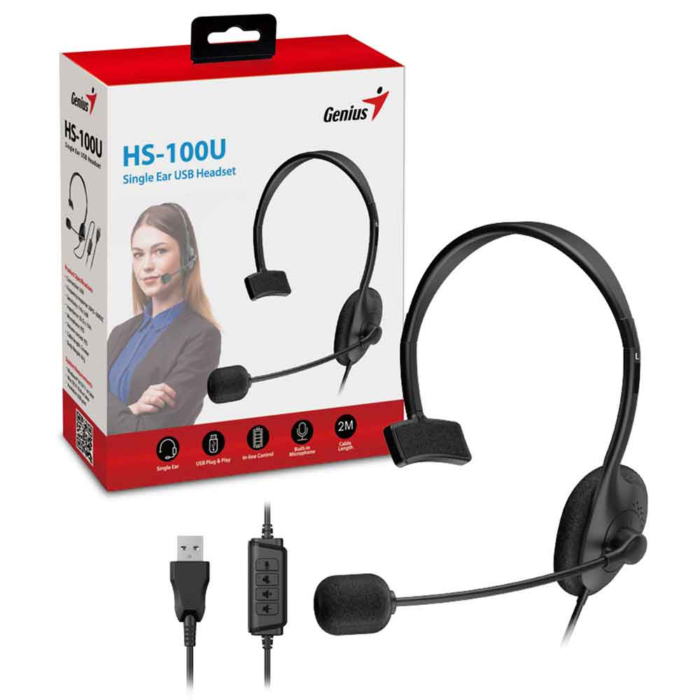 Mostrar detalhes de FONE DE OUVIDO MONO COM MIC GENIUS HS-100U USB Imagem de FONE DE OUVIDO MONO COM MIC GENIUS HS-100U USB