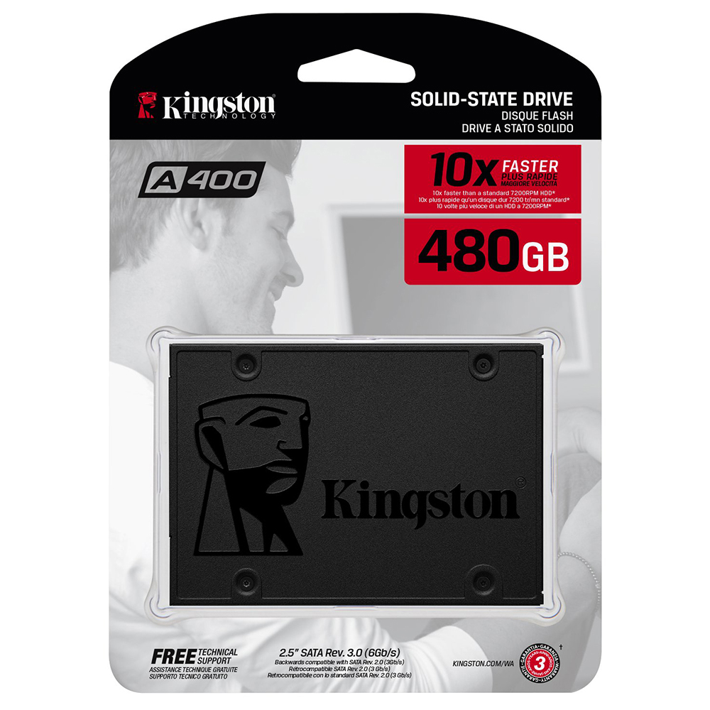 Mostrar detalhes de SSD KINGSTON 480GB 2,5" SATA 3 - SA400S37/480G Imagem de SSD KINGSTON 480GB 2,5" SATA 3 - SA400S37/480G