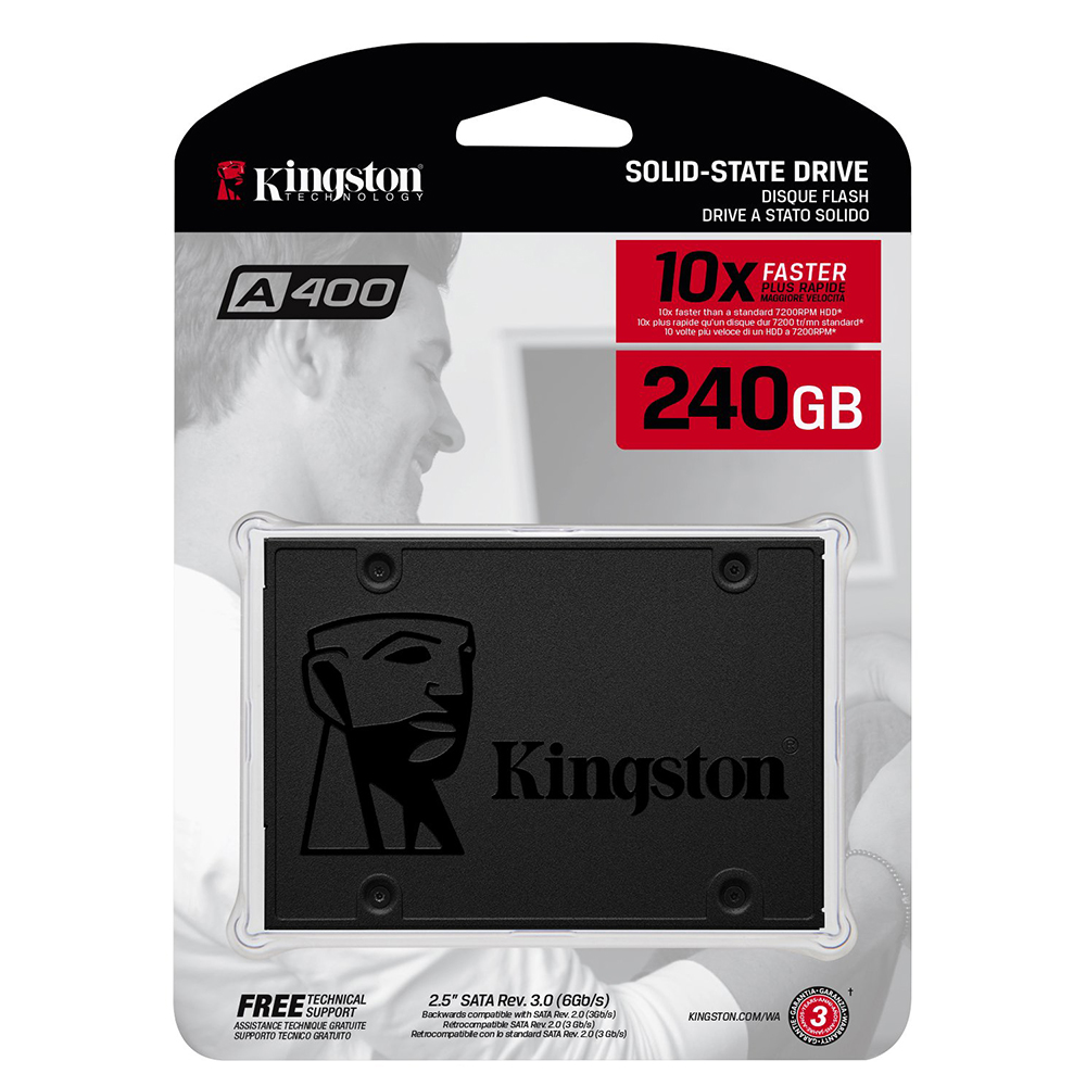 Mostrar detalhes de SSD KINGSTON 240GB 2,5" SATA 3 - SA400S37/240G Imagem de SSD KINGSTON 240GB 2,5" SATA 3 - SA400S37/240G