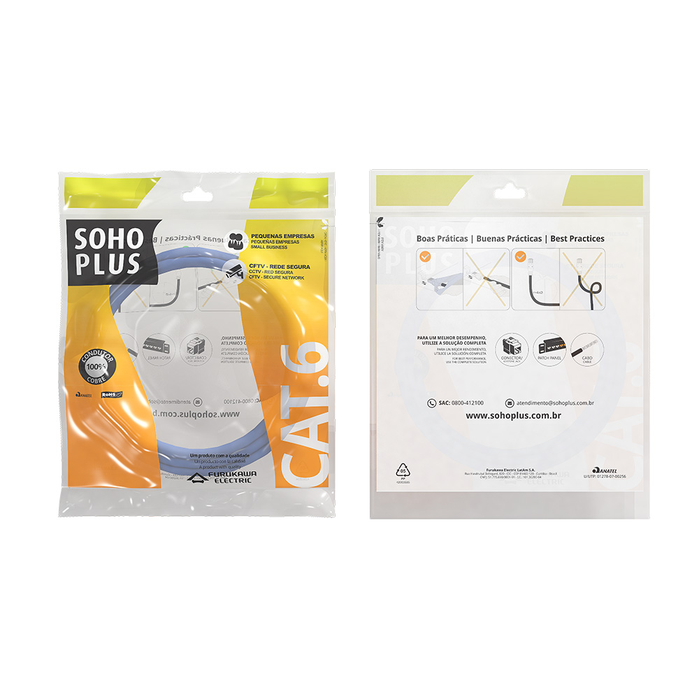 Imagem de PATCH CORD U/UTP FURUKAWA SOHOPLUS CAT6 CMX T568A/B 1.5M AZUL CLARO CERTIFICADO