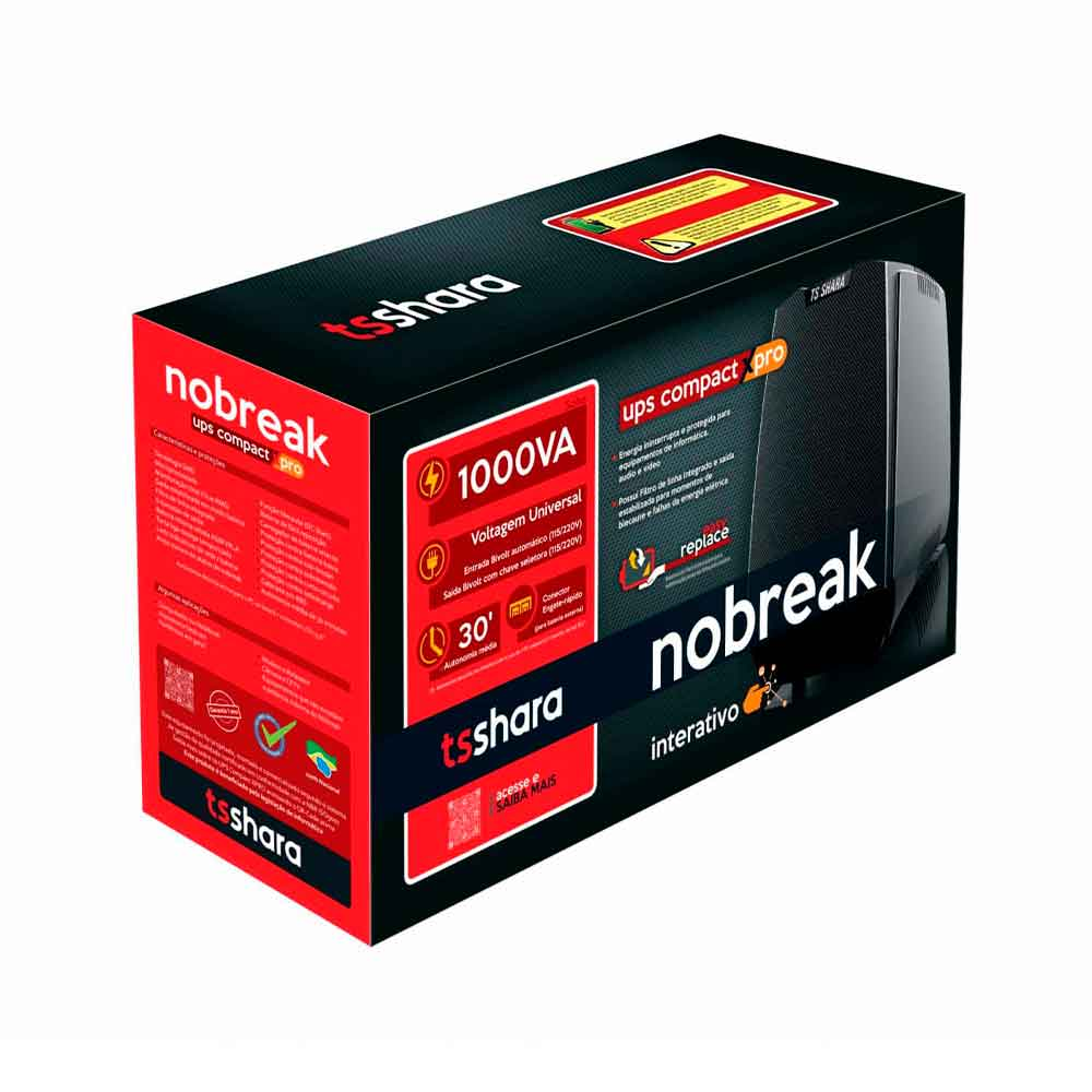 Imagem de NOBREAK TS SHARA 1000VA/500W BIV/BIV CHAVE SELETORA 4528 COMPACT XPRO UNIVERSAL