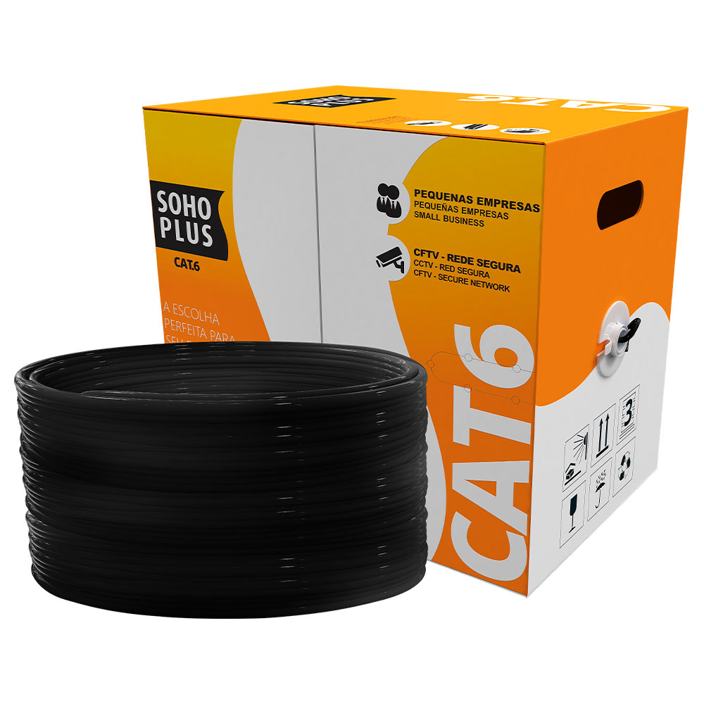 Imagem de CABO REDE LAN FURUKAWA SOHOPLUS CAT6 U/UTP CMX PRETO CERTIFICADO CX 305M