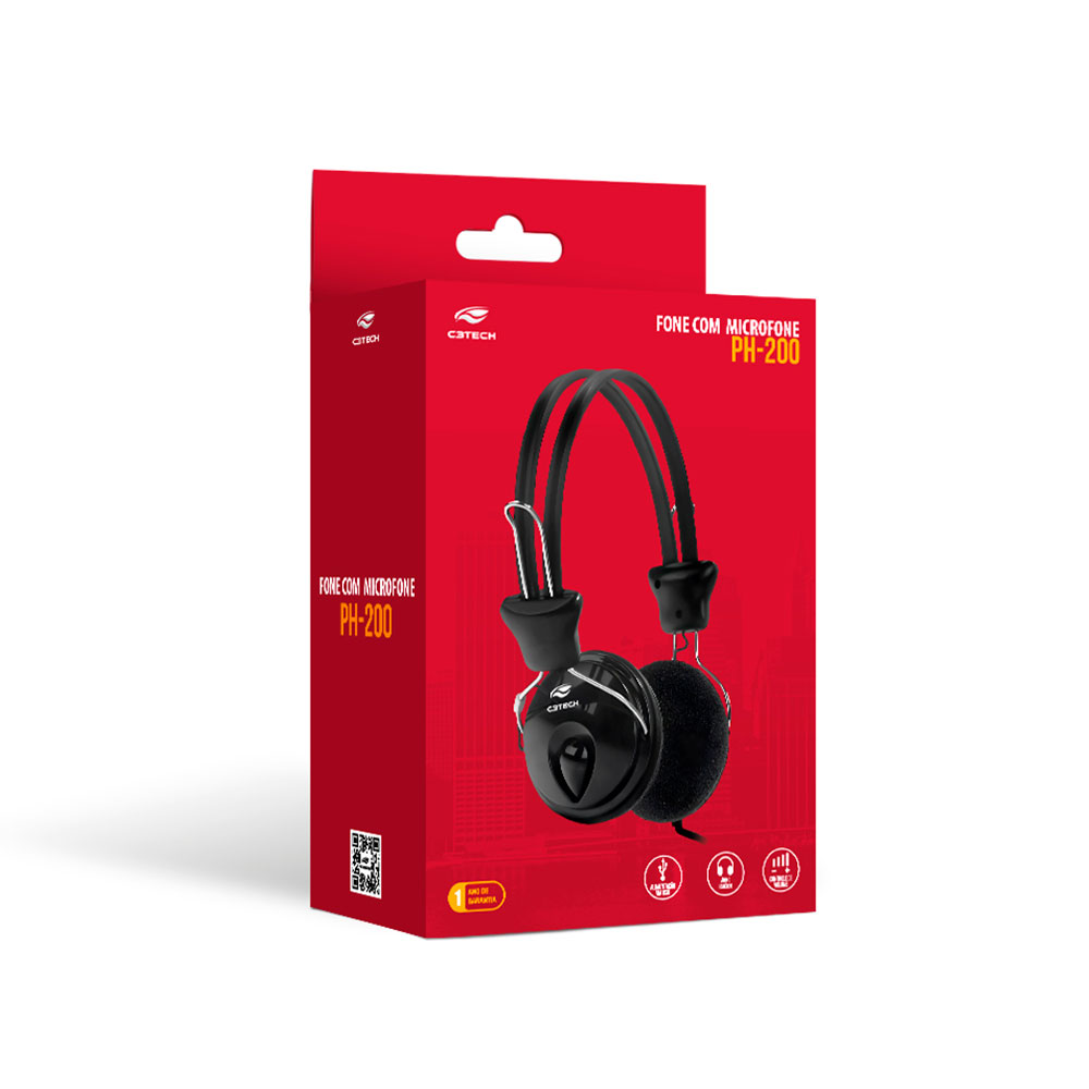 Mostrar detalhes de FONE DE OUVIDO C3TECH MIC USB TRICERIX PH-200BK Imagem de FONE DE OUVIDO C3TECH MIC USB TRICERIX PH-200BK