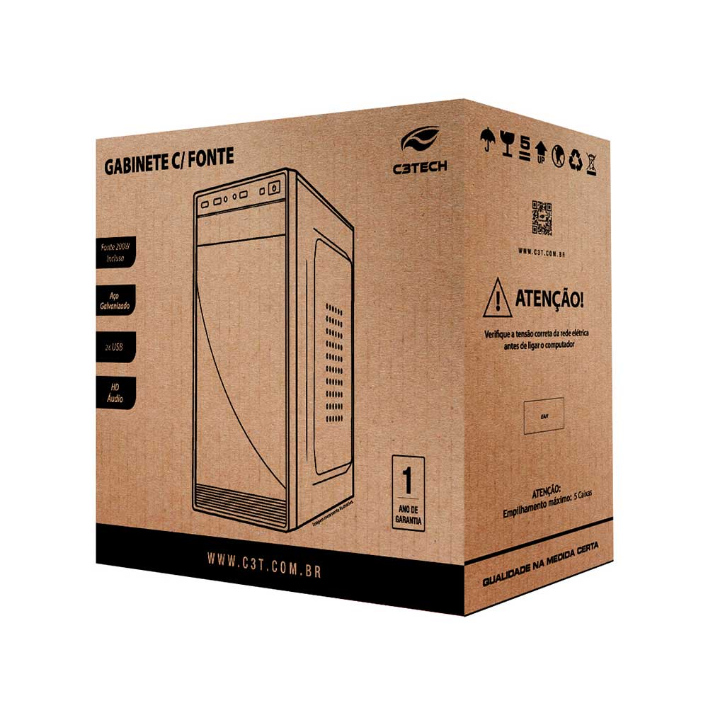 Imagem de GABINETE MICRO-ATX C3TECH MT-35BK COM FONTE 200W