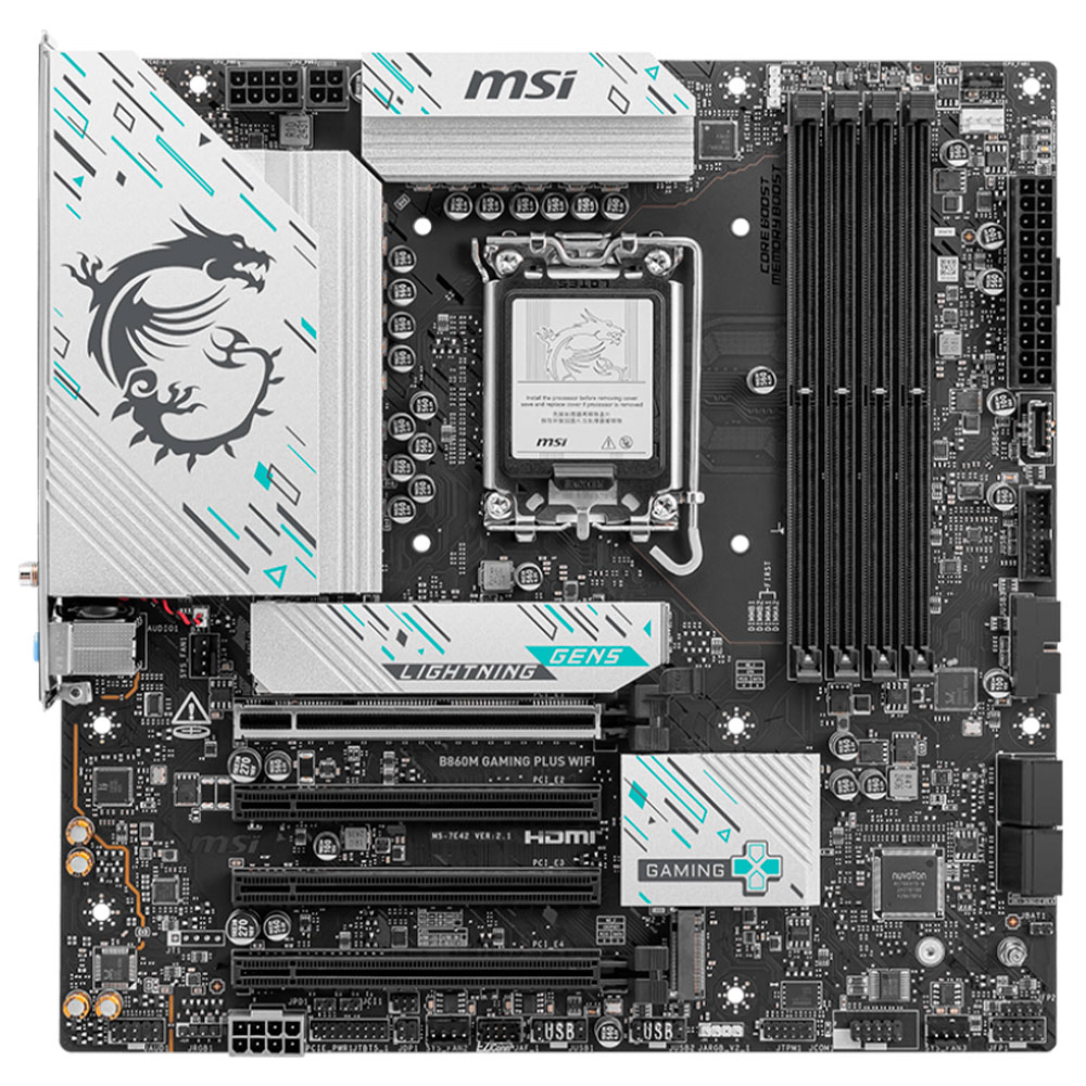 Mostrar detalhes de PLACA MAE (INTEL) MSI B860M GAMING PLUS WIFI DDR5 LGA1851 ULTRA PROCESSORS Imagem de PLACA MAE (INTEL) MSI B860M GAMING PLUS WIFI DDR5 LGA1851 ULTRA PROCESSORS