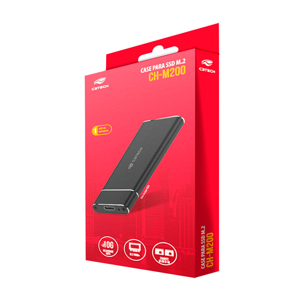 Imagem de GAVETA PARA SSD EXTERNO C3TECH M.2 NVME CH-M200BK PRETO