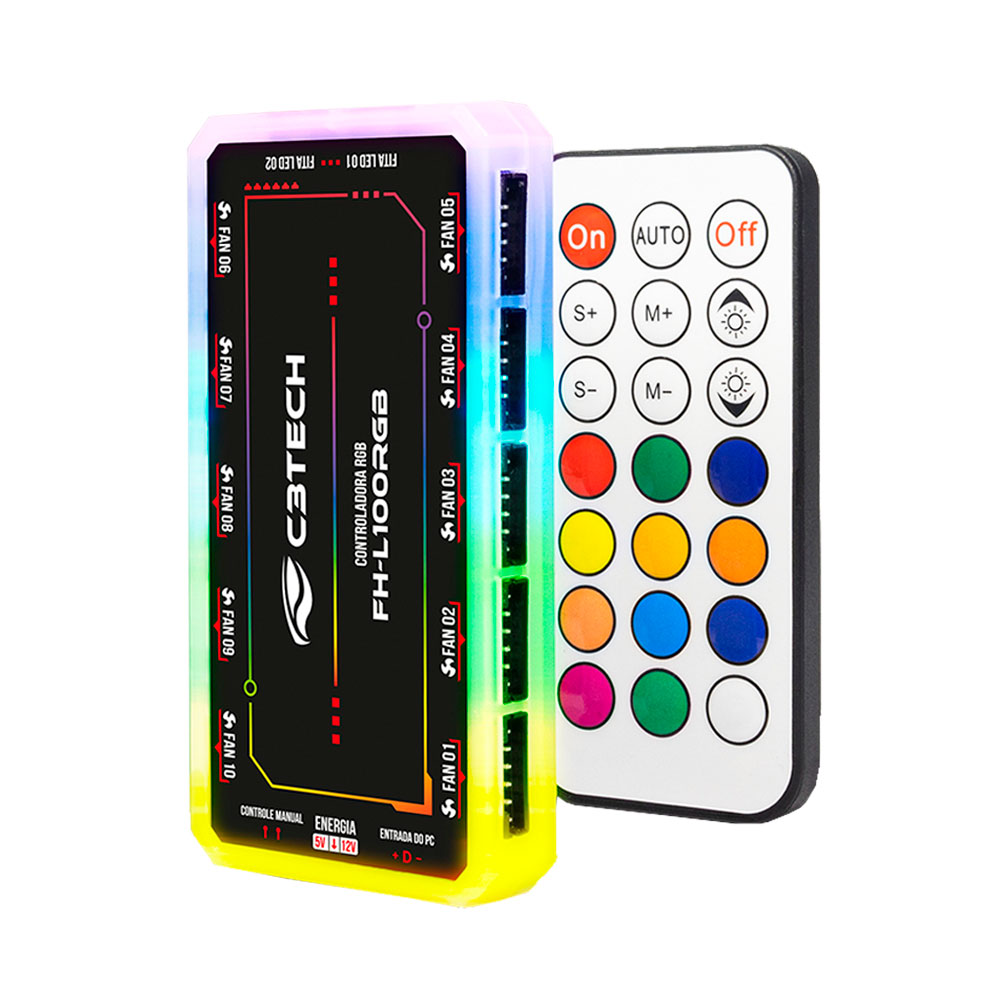 Mostrar detalhes de CONTROLADORA DE COOLER C3TECH FH-L100RGB Imagem de CONTROLADORA DE COOLER C3TECH FH-L100RGB