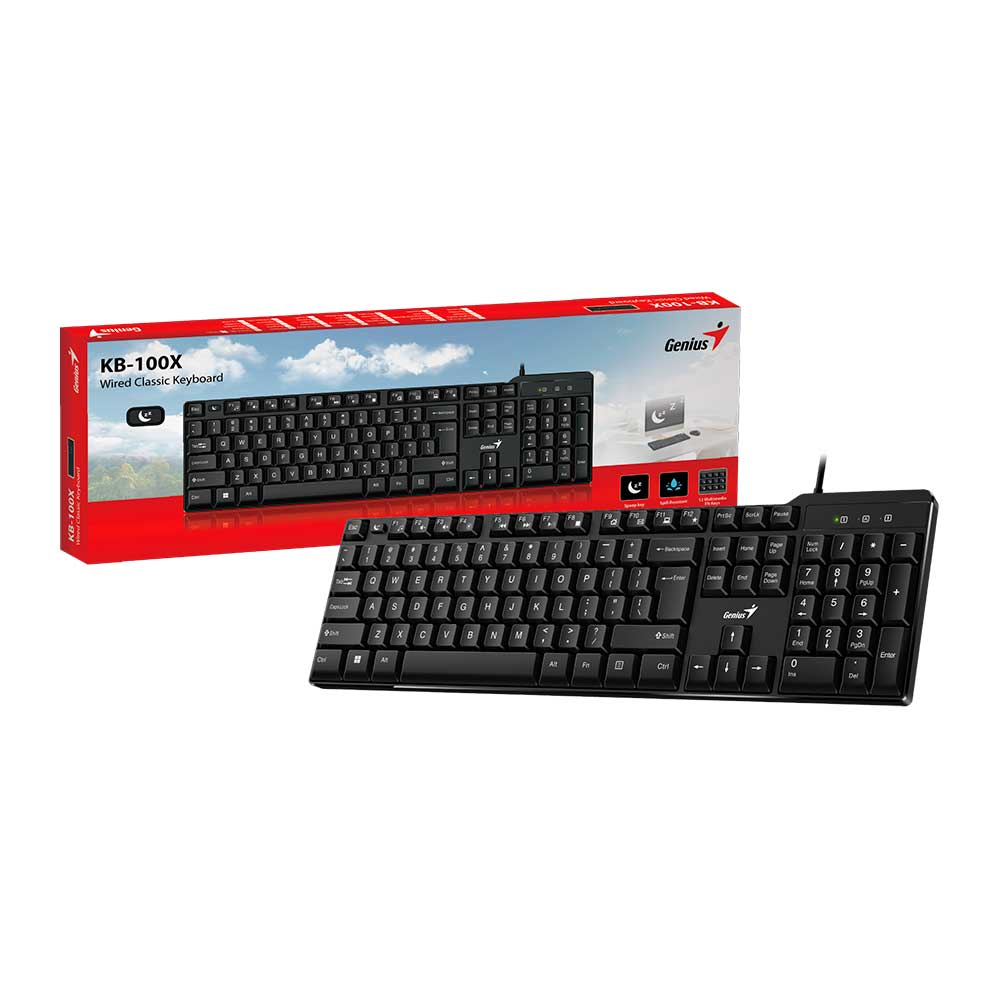 Mostrar detalhes de TECLADO MULTIMIDIA GENIUS KB-100X USB PRETO ABNT 2 Imagem de TECLADO MULTIMIDIA GENIUS KB-100X USB PRETO ABNT 2