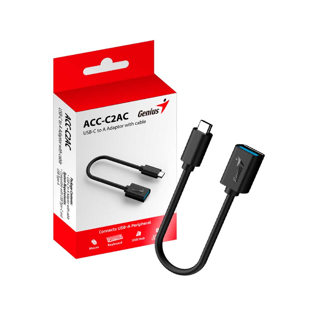 Mostrar detalhes de CABO ADAPTADOR GENIUS USB-C PARA USB-A ACC-C2AC Imagem de CABO ADAPTADOR GENIUS USB-C PARA USB-A ACC-C2AC
