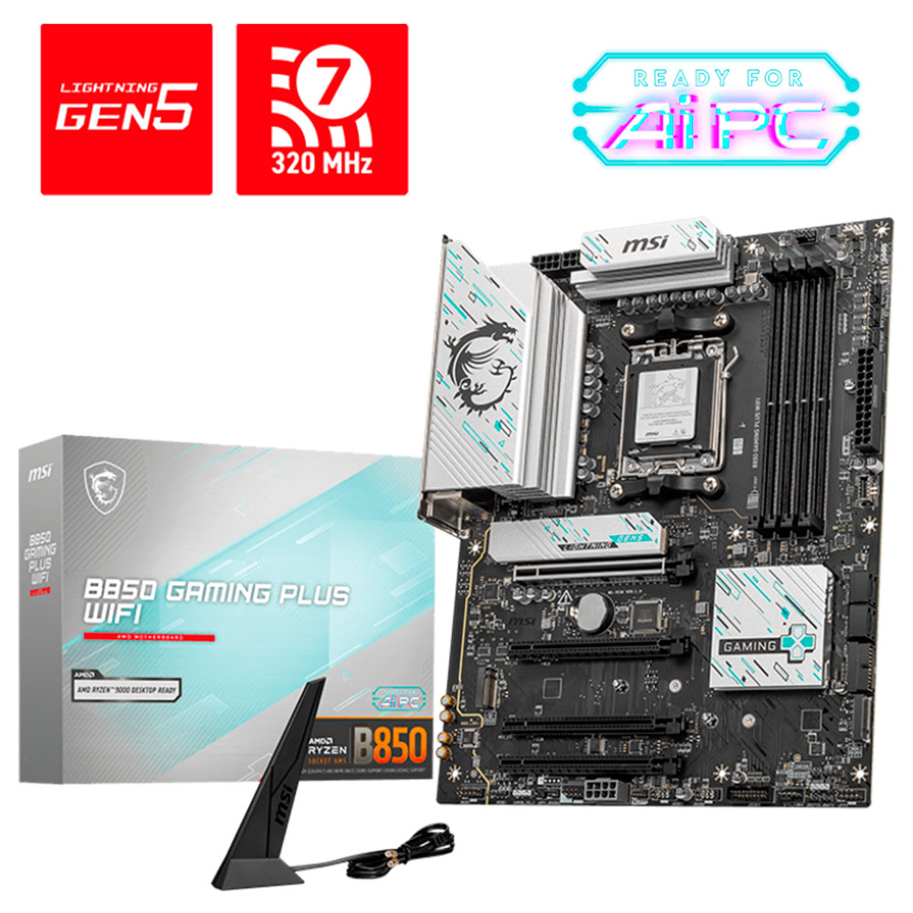 Mostrar detalhes de PLACA MAE (AMD) MSI B850 GAMING PLUS WIFI DDR5 AM5 Imagem de PLACA MAE (AMD) MSI B850 GAMING PLUS WIFI DDR5 AM5
