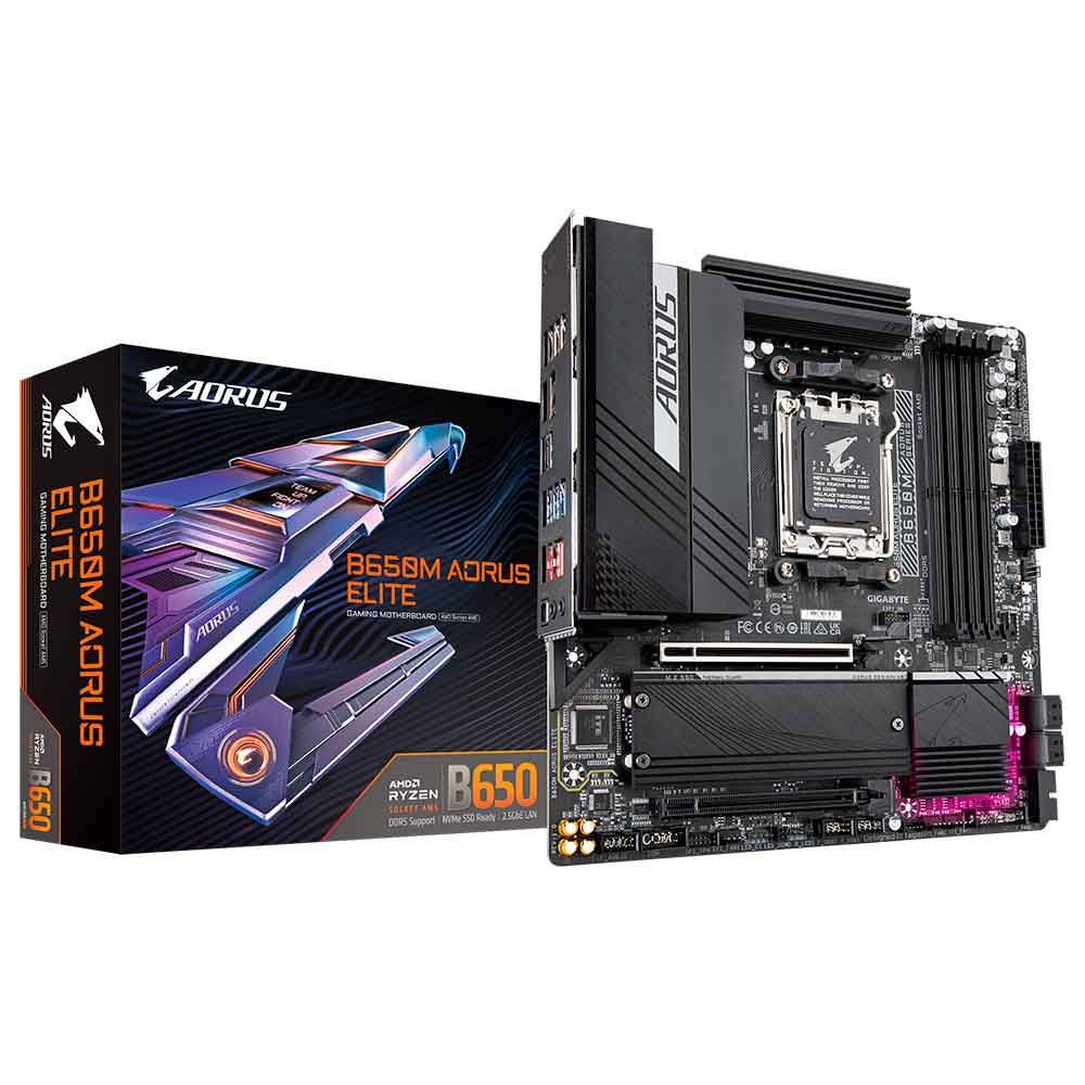 Mostrar detalhes de PLACA MAE (AMD) GIGABYTE B650M AORUS ELITE 1.3 DDR5 AM5 Imagem de PLACA MAE (AMD) GIGABYTE B650M AORUS ELITE 1.3 DDR5 AM5