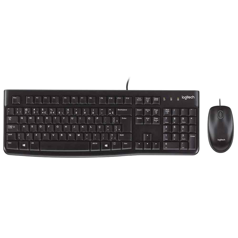 Imagem de KIT MOUSE E TECLADO LOGITECH MK120 COM FIO USB PTO