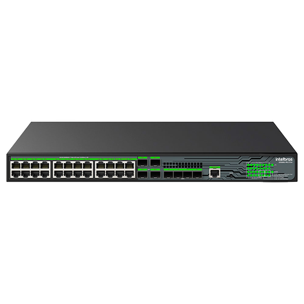 Imagem de SWITCH INTELBRAS GERENCIAVEL L3 24 PORTAS GIGABIT POE 370W E 4 PORTAS SFP+ S3328G-PB 370W - 4760113