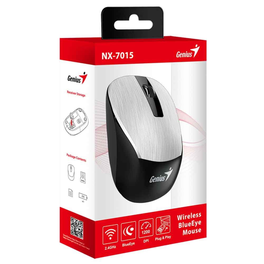 Mostrar detalhes de MOUSE GENIUS NX-7015 SEM FIO SILVER Imagem de MOUSE GENIUS NX-7015 SEM FIO SILVER
