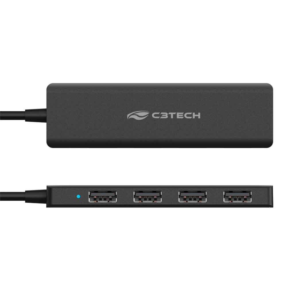Imagem de HUB USB C3TECH 2.0 4 PORTAS USB-USBC PRETO HU-C230BK