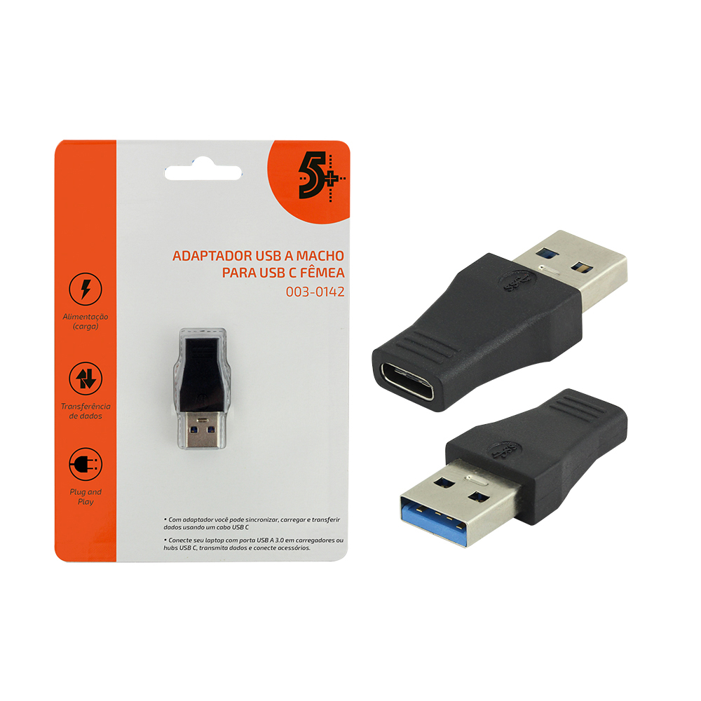 Mostrar detalhes de ADAPTADOR USB 3.0 MACHO PARA TIPO C PRETO 5+ - 003-0142 Imagem de ADAPTADOR USB 3.0 MACHO PARA TIPO C PRETO 5+ - 003-0142