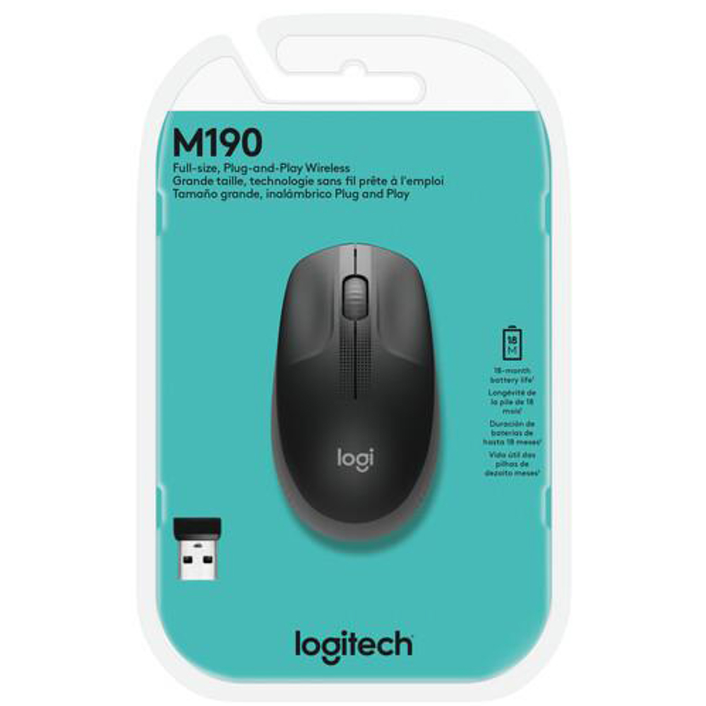 Imagem de MOUSE LOGITECH M190 SEM FIO CINZA