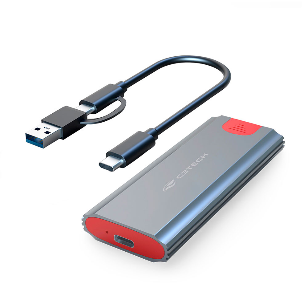 Imagem de GAVETA PARA SSD EXTERNO C3TECH M.2 NVME OTG CHM500SI VERMELHO