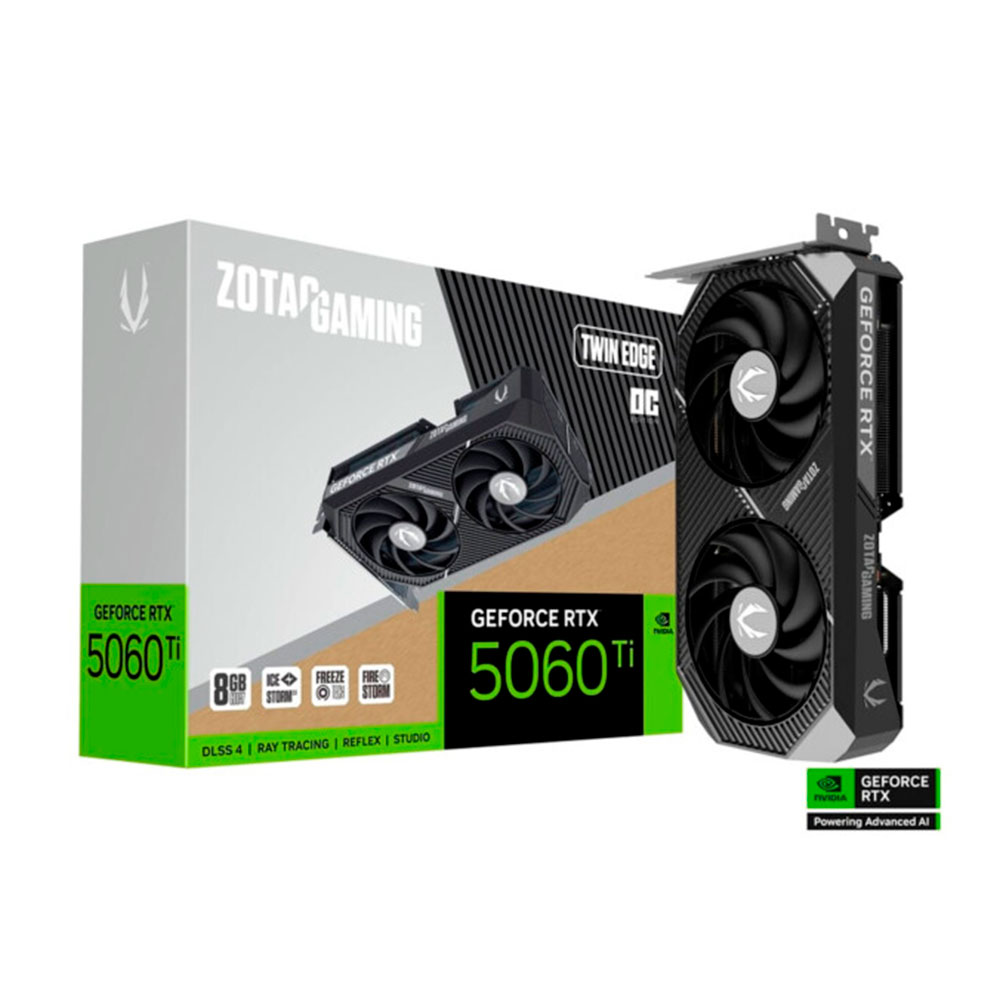 Mostrar detalhes de PLACA DE VIDEO ZOTAC GEFORCE RTX 5060 TI TWIN EDGE OC 8GB GDDR7 128BITS ZT-B50610H-10M Imagem de PLACA DE VIDEO ZOTAC GEFORCE RTX 5060 TI TWIN EDGE OC 8GB GDDR7 128BITS ZT-B50610H-10M
