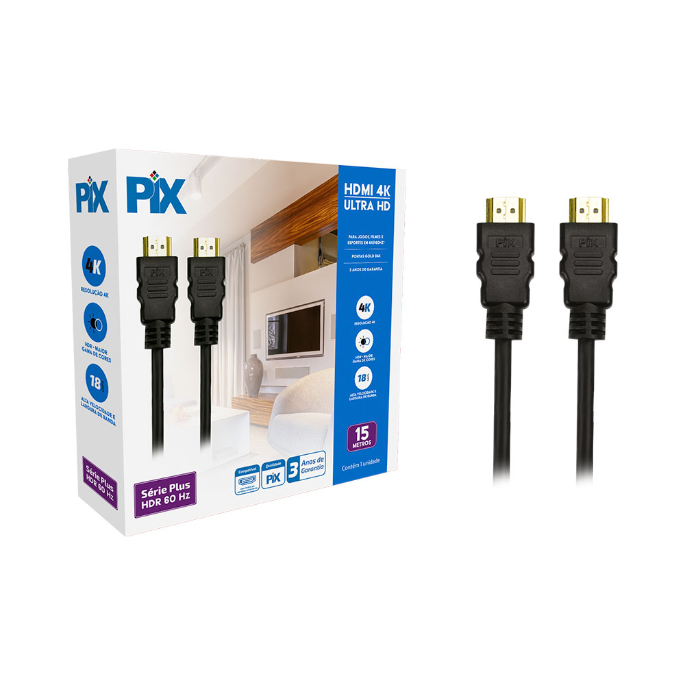 Imagem de CABO HDMI 2.0 - 4K HDR 19P 15M PIX - 018-1520