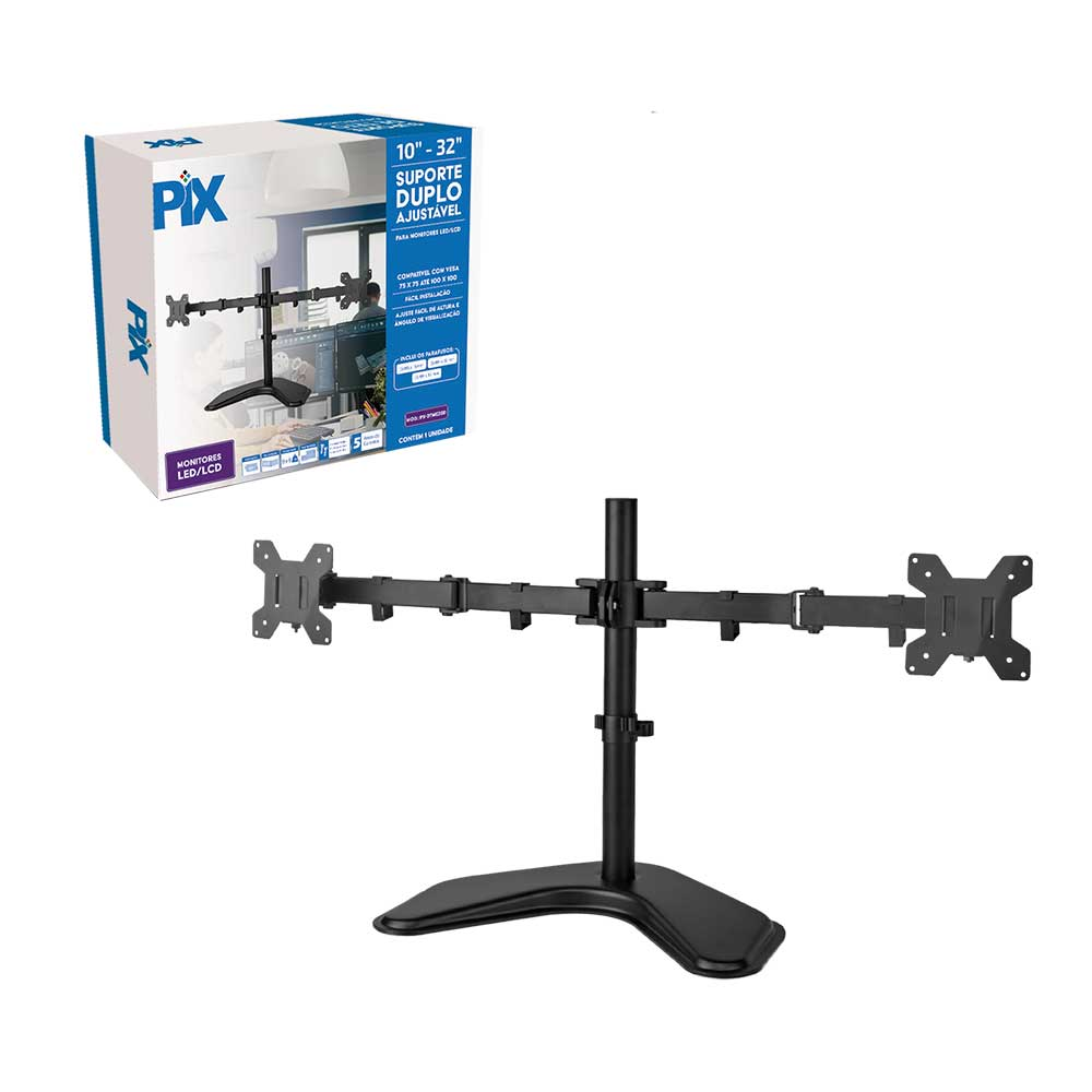 Mostrar detalhes de SUPORTE MONITOR AJUSTAVEL PARA 2 MONITORES 10" A 32" PIX - 079-0076 Imagem de SUPORTE MONITOR AJUSTAVEL PARA 2 MONITORES 10" A 32" PIX - 079-0076