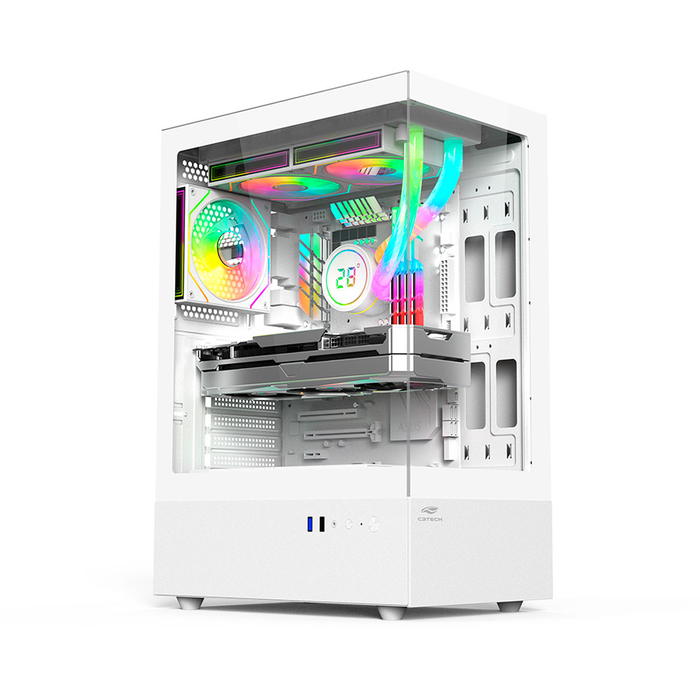 Imagem de GABINETE GAMER C3TECH AQUARIUS MT-G860WH SEM FONTE BRANCO