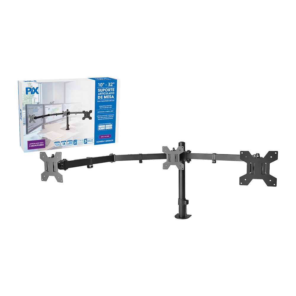 Mostrar detalhes de SUPORTE MONITOR AJUSTAVEL PARA 3 MONITORES 10" A 32" PIX - 079-0082 Imagem de SUPORTE MONITOR AJUSTAVEL PARA 3 MONITORES 10" A 32" PIX - 079-0082