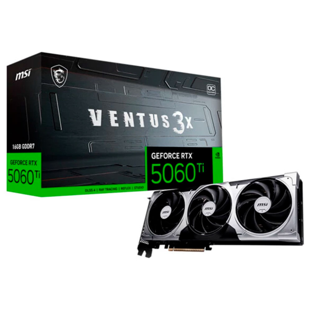 Imagem de PLACA DE VIDEO MSI GEFORCE RTX 5060 TI VENTUS 3X OC 16GB GDDR7 128BITS 912-V812-078