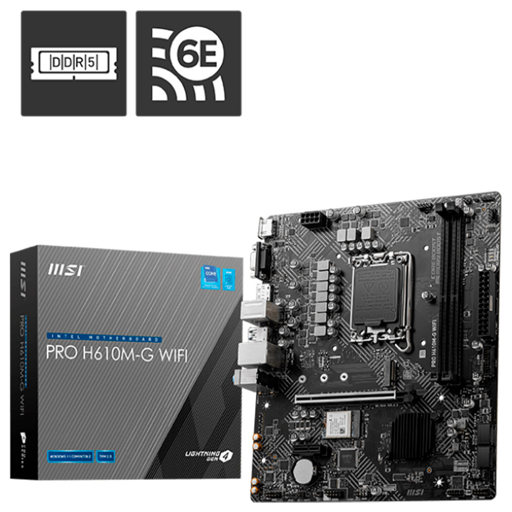 Imagem de PLACA MAE (INTEL) MSI PRO H610M-G WIFI DDR5 LGA1700 12° 13° E 14° GERACAO
