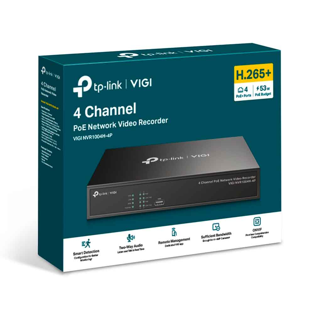 Imagem de GRAVADOR NVR DE VIDEO DE REDE POE+ DE 4 CANAIS VIGI NVR1004H-4P TPLINK TPN0400