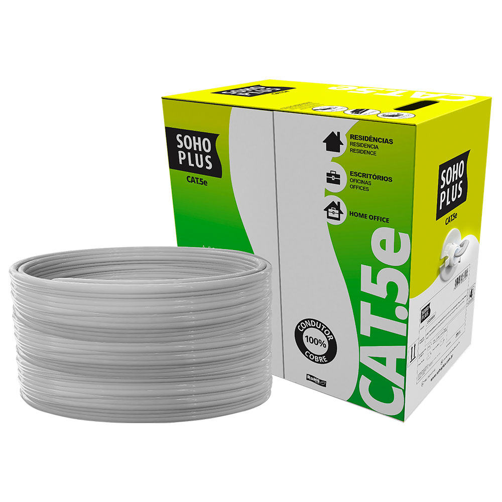 Imagem de CABO REDE LAN FURUKAWA SOHOPLUS CAT5E U/UTP CMX CINZACLARO CERTIFICADO CX 305M
