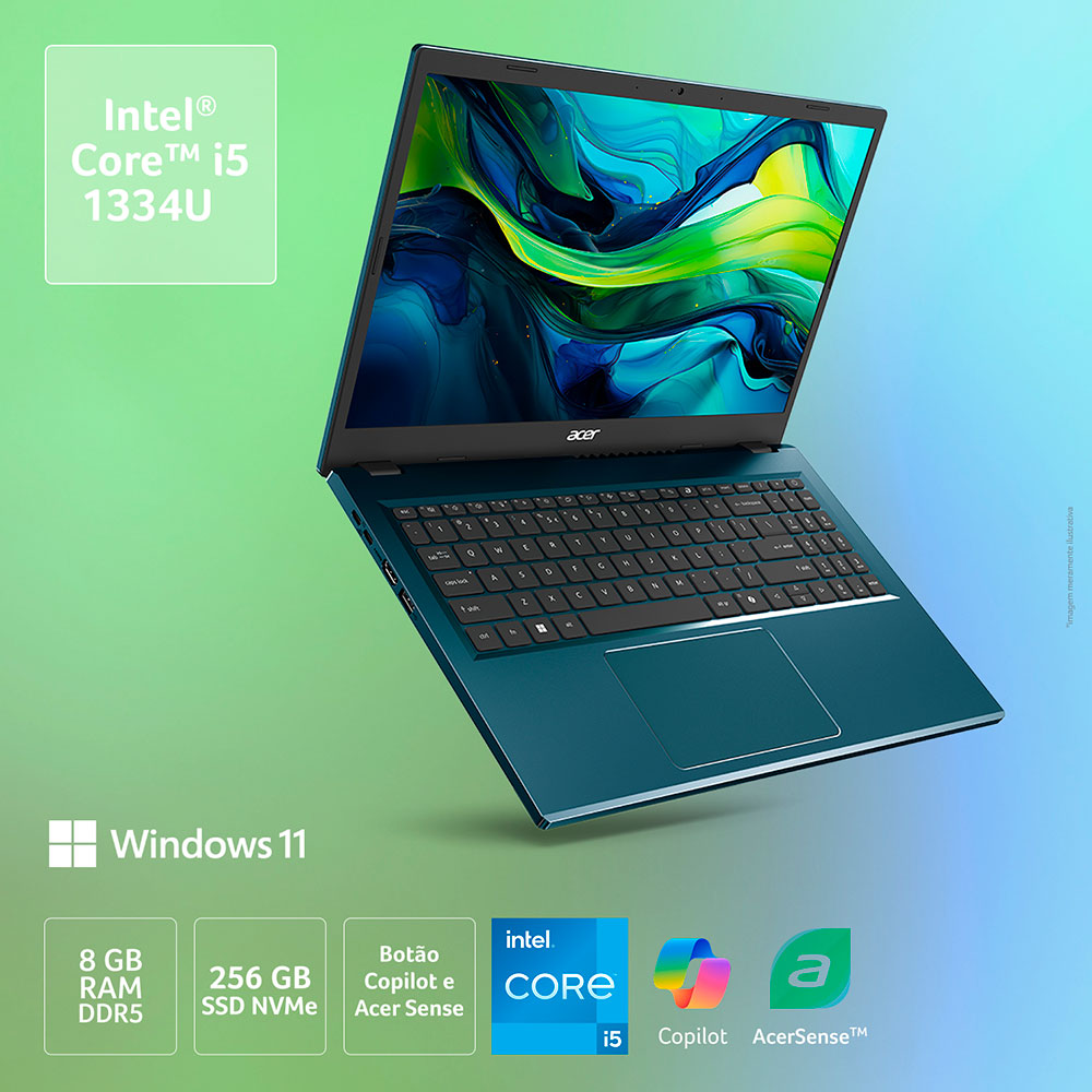 Imagem de NOTEBOOK ACER ASPIRE GO 15 15,3" WUXGA AG15-51P-55LL/ I5-1334U/ 8GB/ 256GB/ WIN 11 HOME