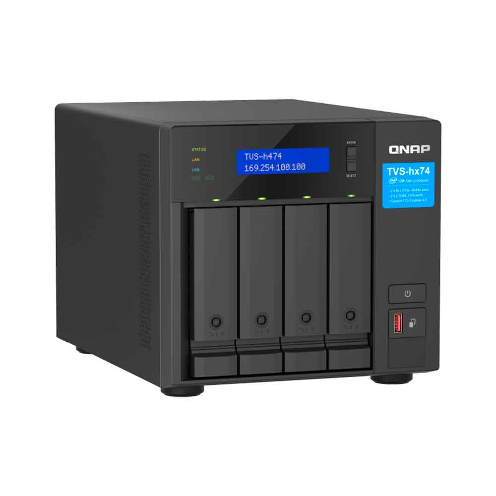 Imagem de STORAGE NAS QNAP 4 BAIAS INTEL PENTIUM GOLD G7400 2 CORE, 3.7GHZ, 8GB, GBE TORRE - TVS-H474-PT-8G-BR