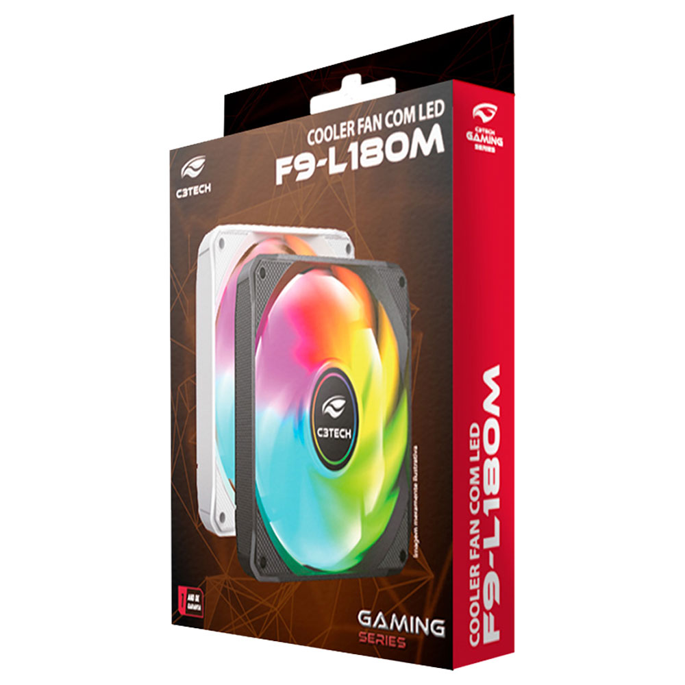 Imagem de COOLER PARA GABINETE C3TECH RGB BRANCO F9-L180WHM 120MM