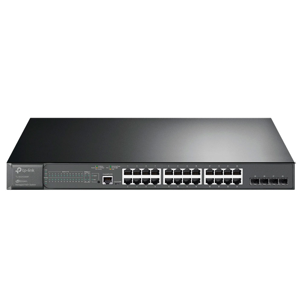 Mostrar detalhes de SWITCH GERENCIAVEL L2+ TP-LINK SG3428MP COM 24 PORTAS GIGABIT POE+ E 4 SLOTS SFP JETSTREAM Imagem de SWITCH GERENCIAVEL L2+ TP-LINK SG3428MP COM 24 PORTAS GIGABIT POE+ E 4 SLOTS SFP JETSTREAM