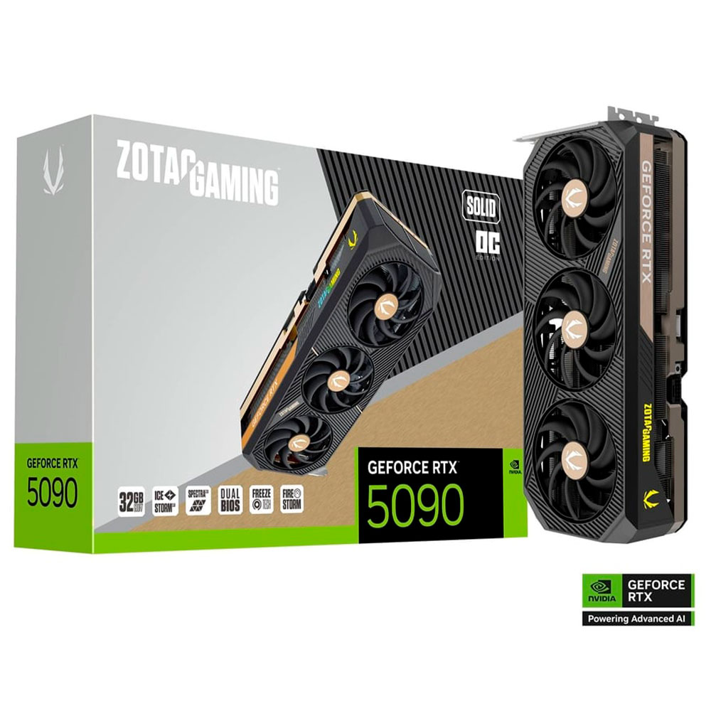 Imagem de PLACA DE VIDEO ZOTAC GEFORCE RTX 5090 SOLID OC 32GB GDDR7 512BITS ZT-B50900J-10A