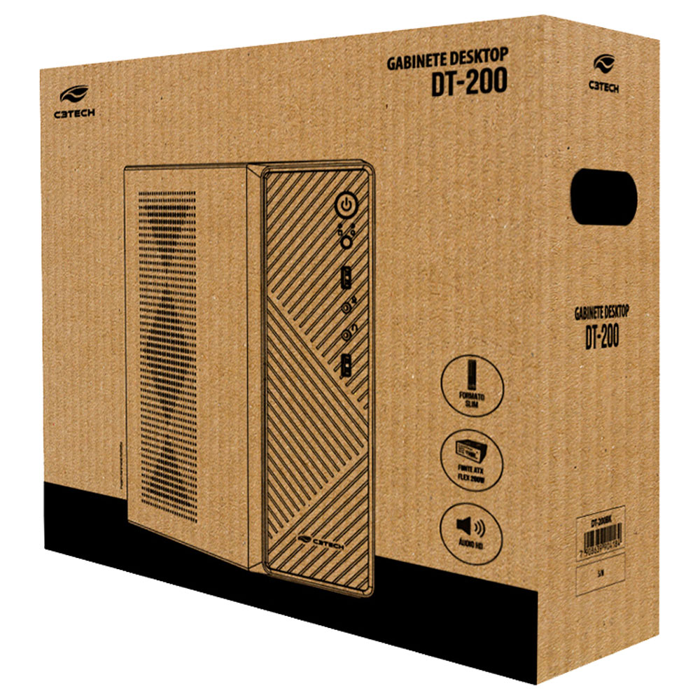Imagem de GABINETE C3TECH DESKTOP DT-200BK COM FONTE FLEX 200W SLIM