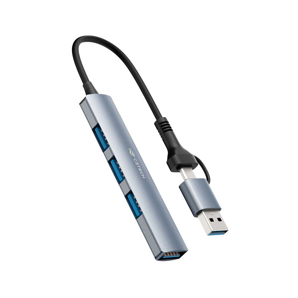Mostrar detalhes de HUB USB C3TECH 3.0 4 PORTAS COM CONECTOR ALTERNAVEL HU-C500GY CINZA Imagem de HUB USB C3TECH 3.0 4 PORTAS COM CONECTOR ALTERNAVEL HU-C500GY CINZA