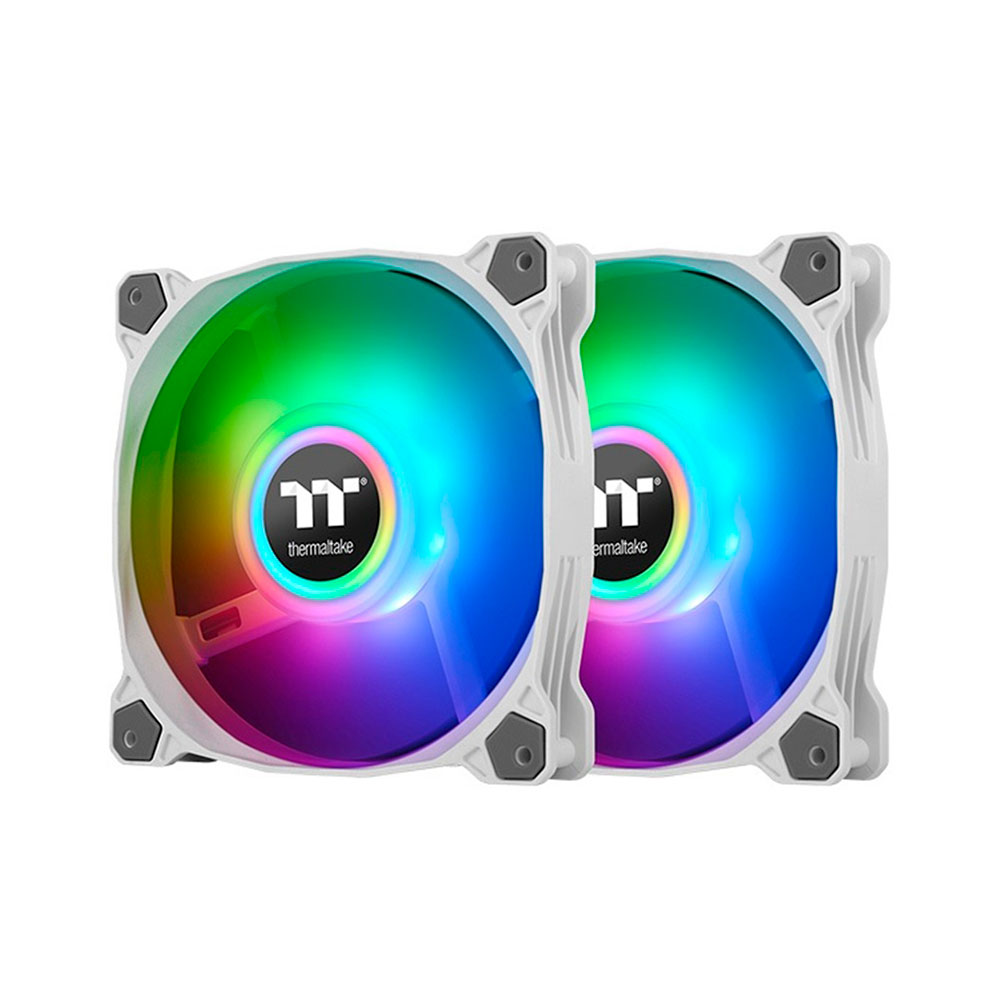 Mostrar detalhes de KIT 2 COOLERS THERMALTAKE PURE DUO 12 ARGB WHITE 2-FAN PACK - CL-F097-PL12SW- B Imagem de KIT 2 COOLERS THERMALTAKE PURE DUO 12 ARGB WHITE 2-FAN PACK - CL-F097-PL12SW- B
