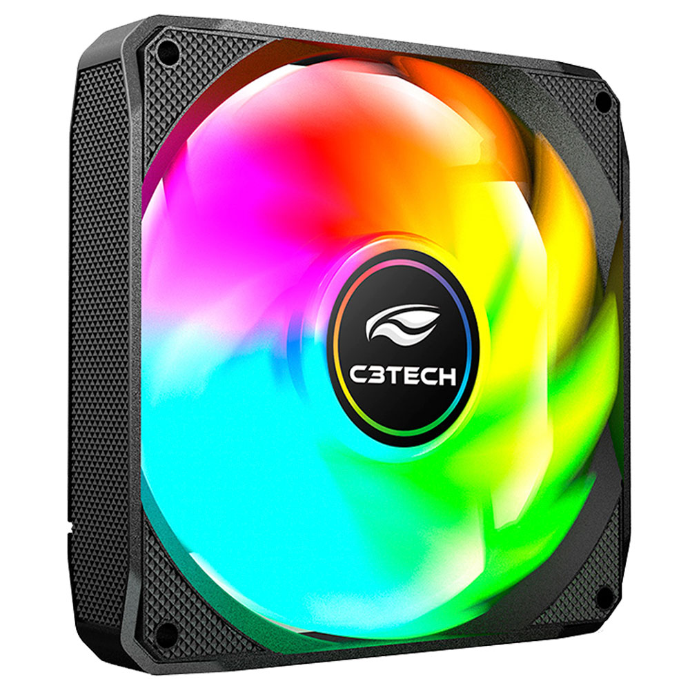 Mostrar detalhes de COOLER PARA GABINETE C3TECH RGB PRETO F9-L180BKM 120MM Imagem de COOLER PARA GABINETE C3TECH RGB PRETO F9-L180BKM 120MM