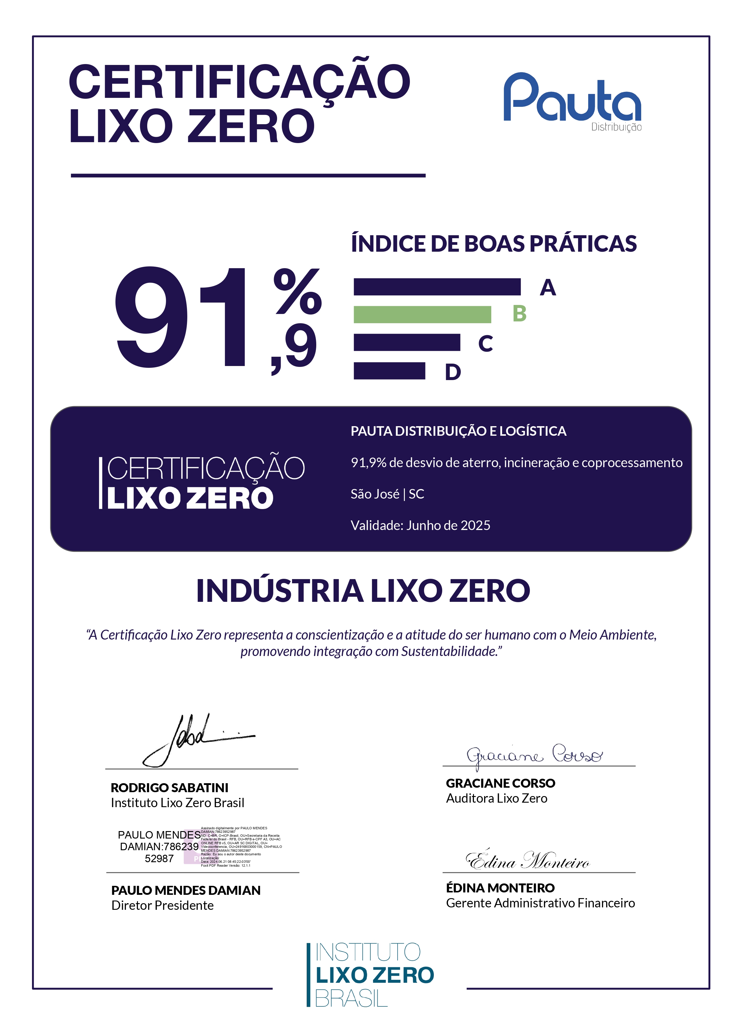 Certificação LIXO ZERO